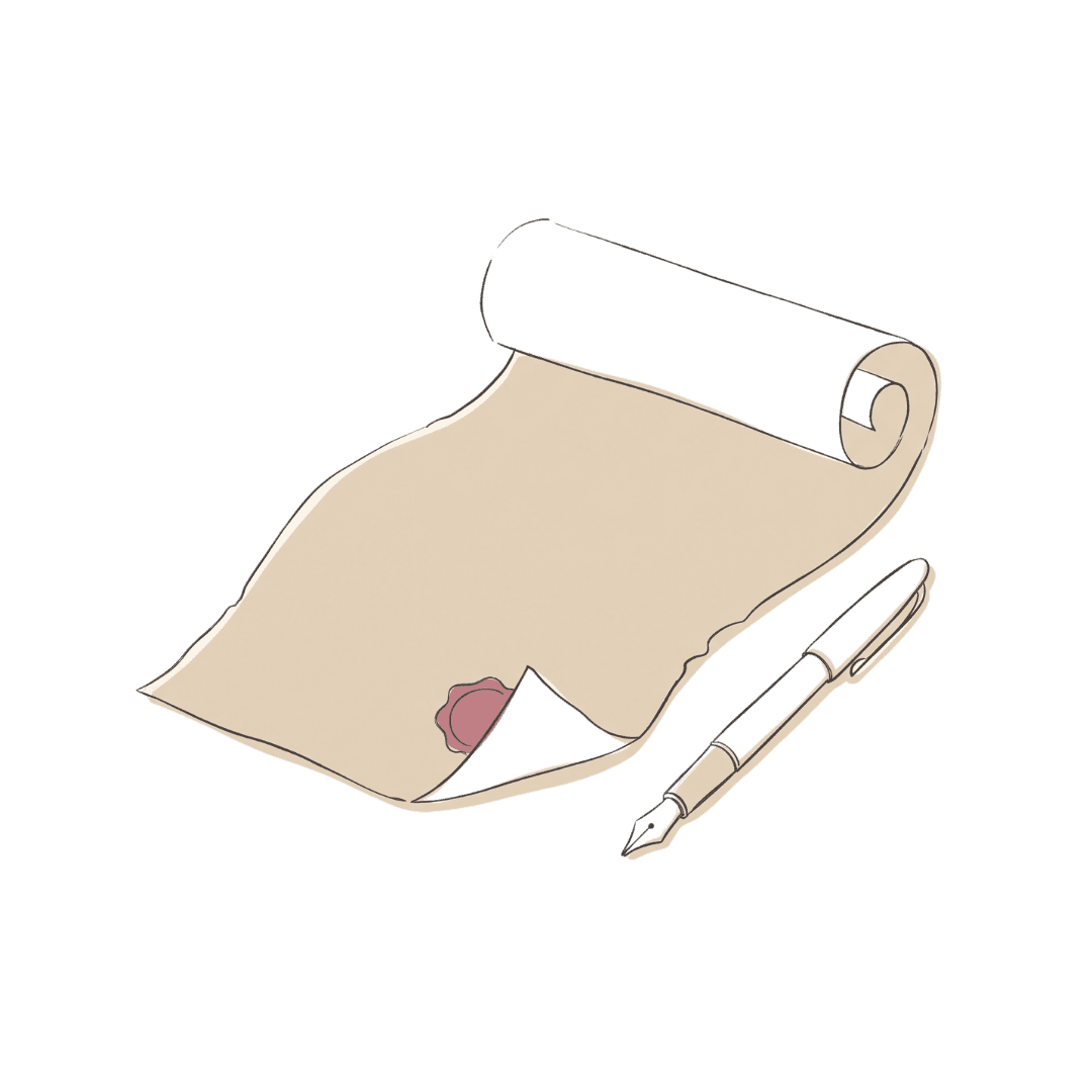 Testamentary clause execution and witness attestation scroll